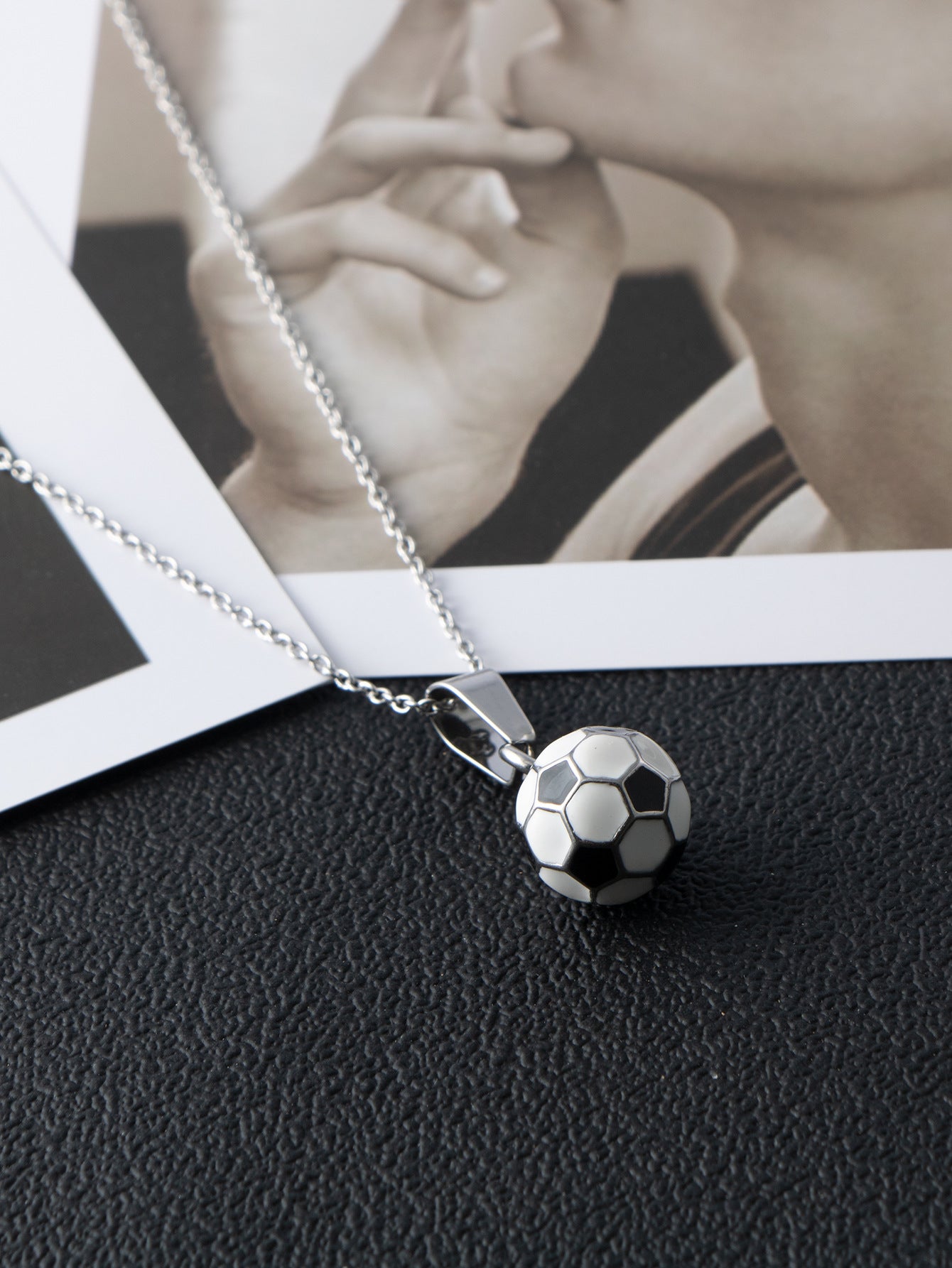 Wholesale Football sports titanium steel men's epoxy pendant